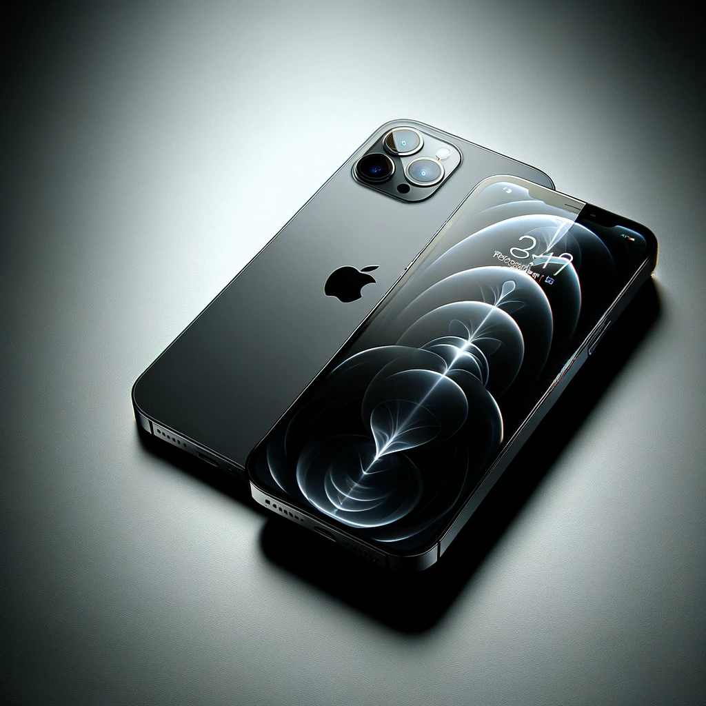 DALL·E 2023 11 15 15.54.42 An iPhone 15 Pro Max in titanium black color showcasing a premium and sophisticated design. The image should depict the phones sleek and elegant loo 1